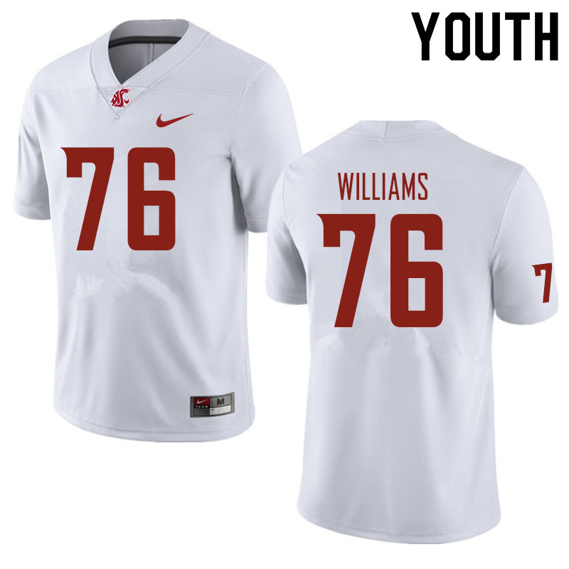 Youth #76 Tyler Williams Washington State Cougars Football Jerseys Sale-White - Click Image to Close